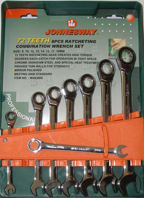 Фотография: Набор ключей комбинированных трещоточных 8-19мм, 8 предметов