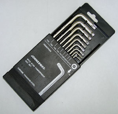 Фотография: Комплект угловых ключей &quot;TORX&quot; с центрированным штифтом Т10-Т50, 7 предметов S2 материал